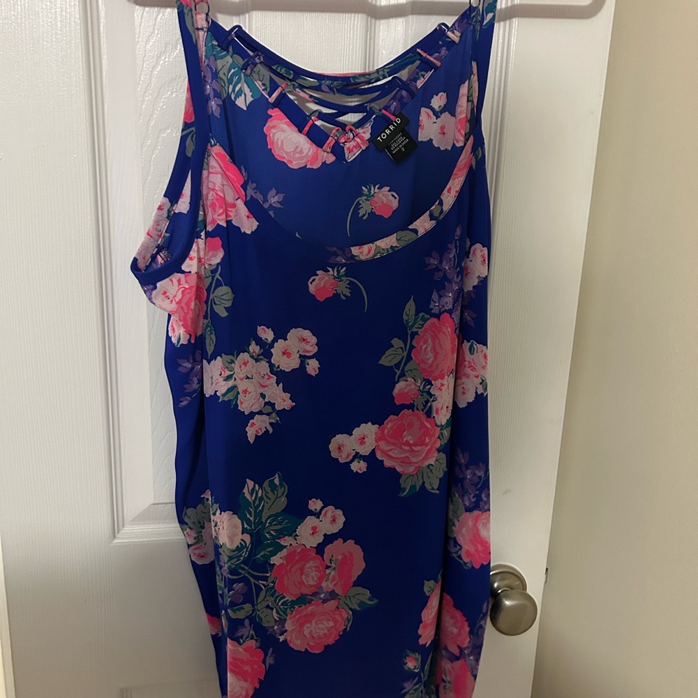 Torrid Blue camisole with Pink Floral Design